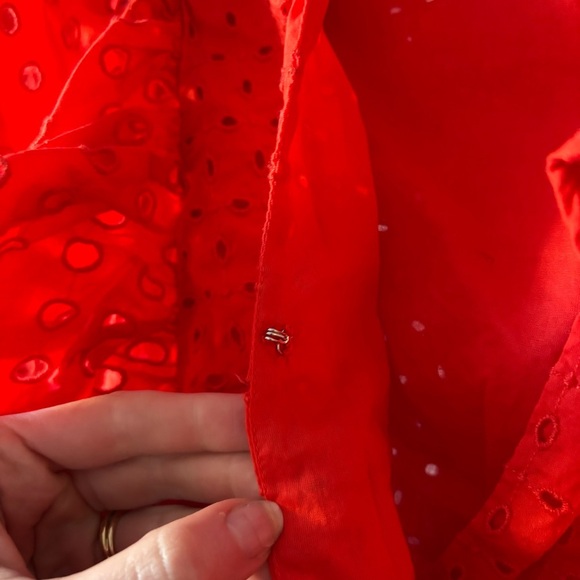 J Crew Orange Eyelet Wrap Tie Top - Picture 4 of 5